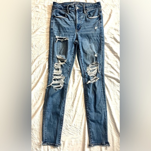 American Eagle Outfitters Denim - American Eagle Distressed Super Hi-Rise Jegging Blue Jeans Women’s Size 6